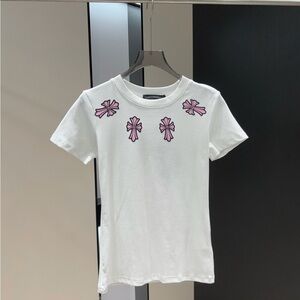 Chrome Hearts White Tee with Pink Accents